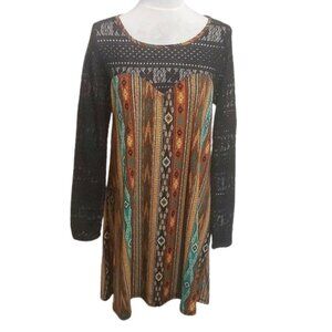 Paper Crane Lacy Southwestern Mini Shift Dress